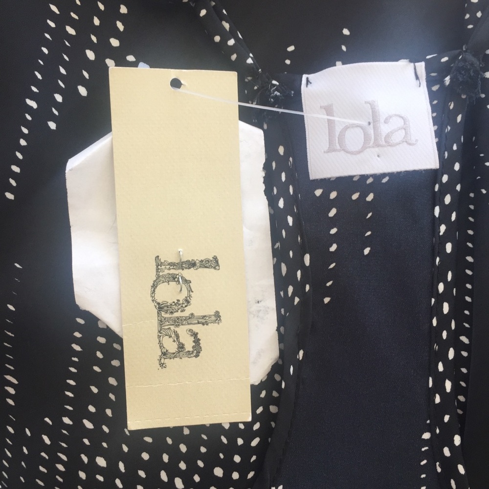 LOLA SLIP DRESS HIGH LOW HI LO BLACK WHITE SLEEK - Picture 4 of 7
